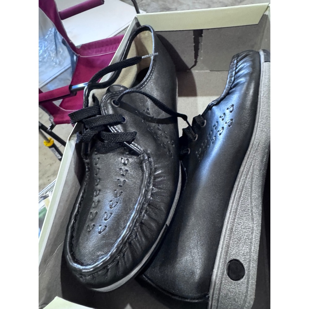 Bonnie 2131 Black Leather Moc Toe Lace Up Platform Wedge Shoes Womens 10.5 M